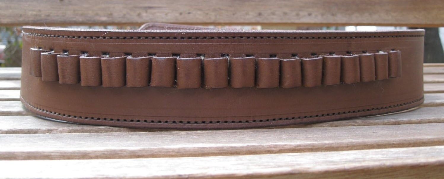Country Western USA Brown Genuine Leather .45 Caliber Cartridge Gun Belt