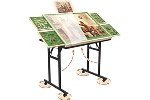 Doerpuz Puzzle Table with Folding Legs, 1500 Pieces Puzzle Table for Adults with Drawers, Cover, Wheels, 5 Adjustable Up Angl