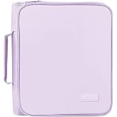 SUNEE Zippered Binder Bag with Handle, 2-Inch 3-Ring O-Ring, 500-Sheet Capacity, Includes Zip Pocket, 5-Tab Expanding File Folder, Multi-Pocket Organizer Binder for Middle School, Lavender Purple