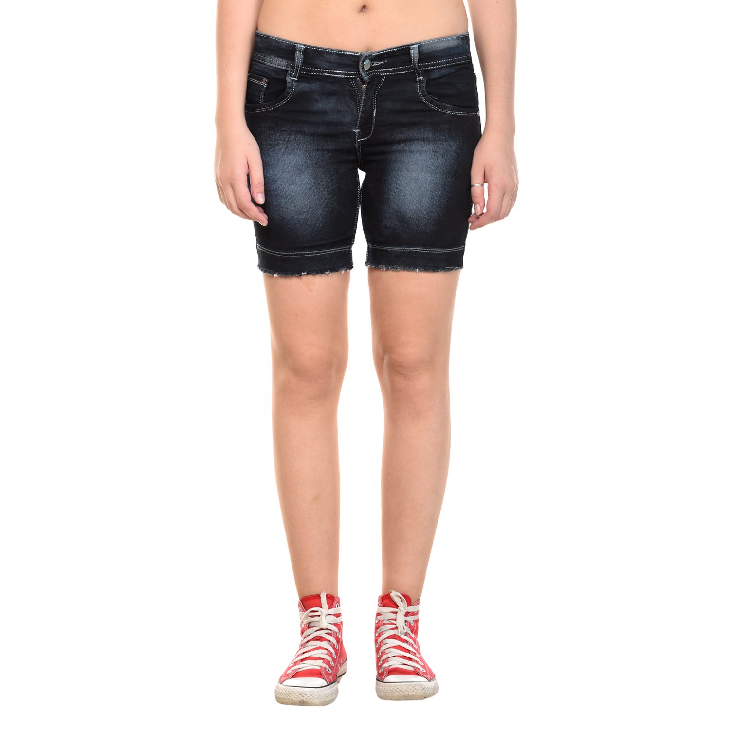fourgee womens black denim shorts