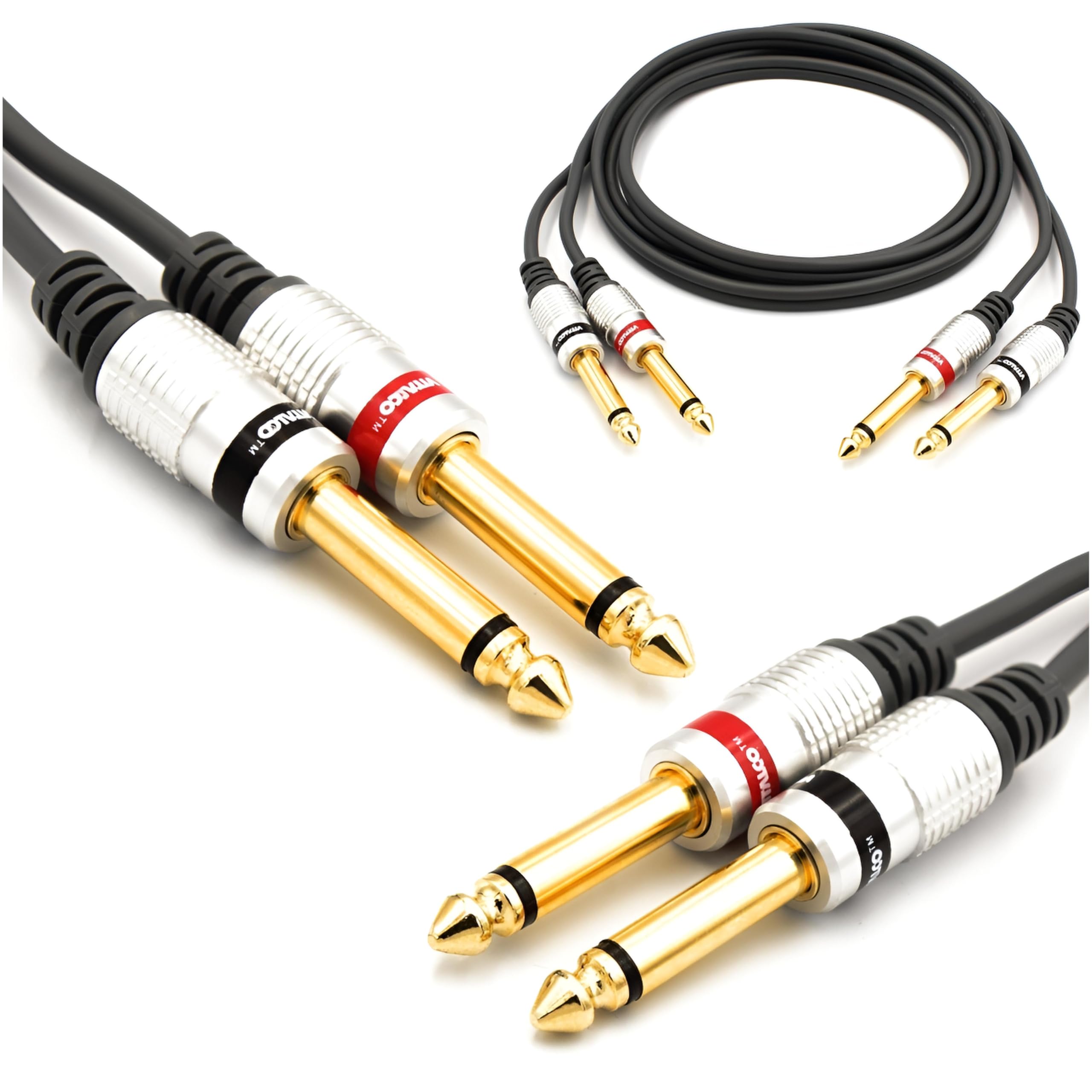 VITALCO 2 x 6.3 mm to 2 x 6.3 mm Mono Jack 3m Double Jack TS Male Stereo Audio Cable