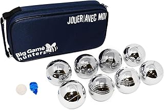Big Game Hunters 8 Boules Set mit Rostschutz und Luxuriöser Tragetasche aus Segeltuch - Robustes 8 Boules Set, Poliert und Graviert Offizielle Größe