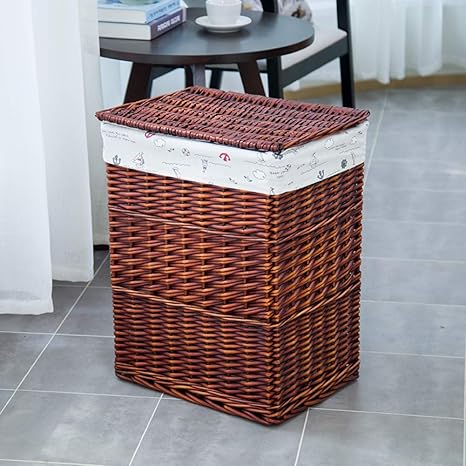Gran Capacidad Cestos para la Colada Ratán Tejido a Mano de Lavandería