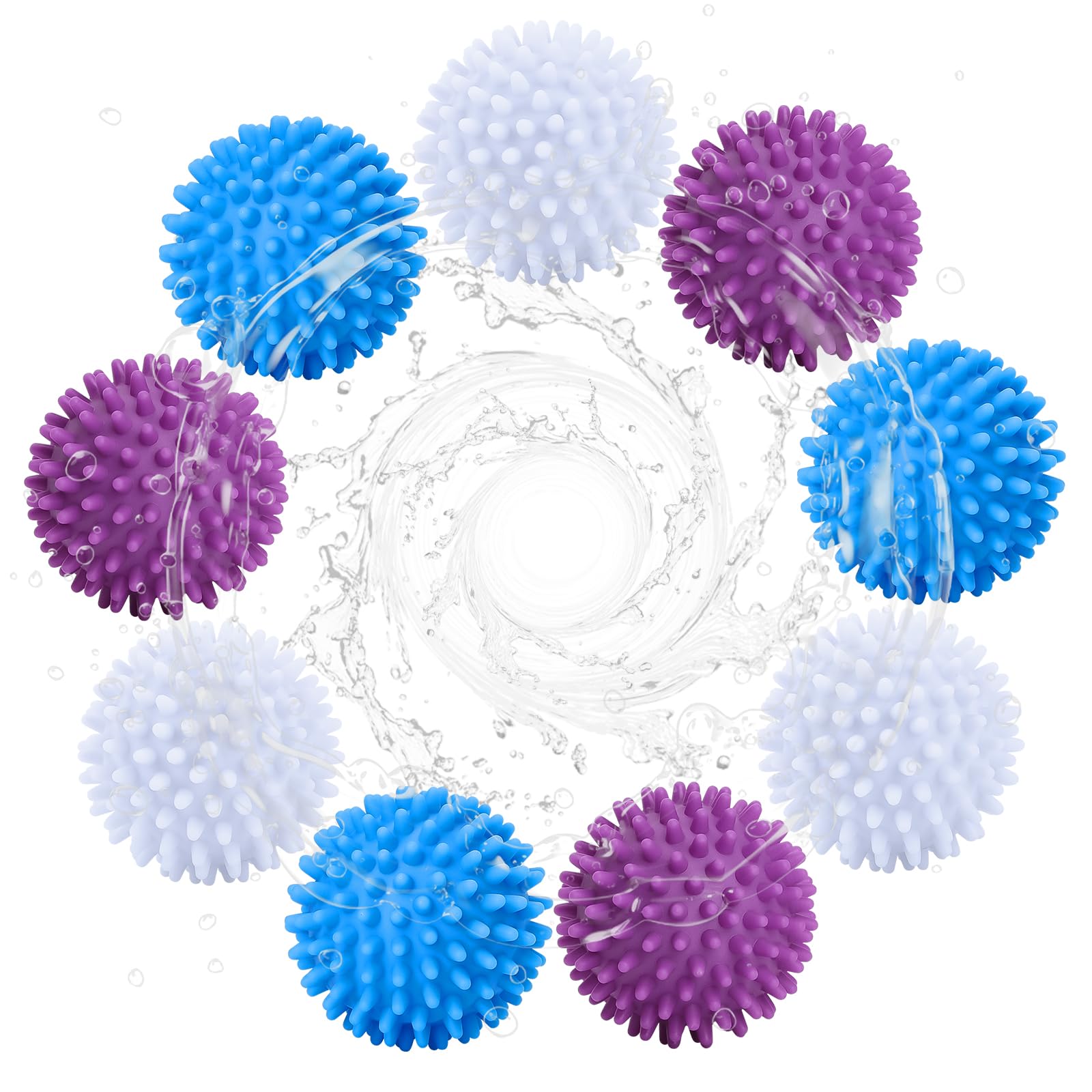 9 Stück Trocknerbälle Für Wäschetrockner,Waschbälle Für Daunenjacken,Wiederverwendbare Dryer Balls,Trocknen Ball, Waschball Für Waschmaschine,Trockner Bälle Für Heim Kleidung(Blau, Weiß, Lila)