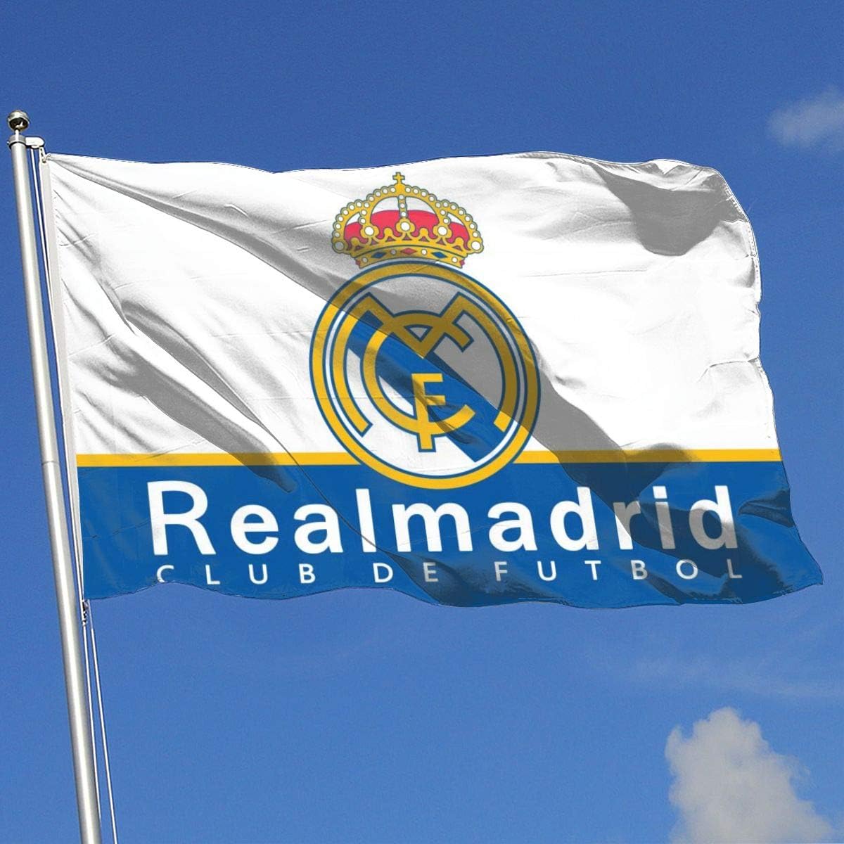 A9UBQM Real Madrid Football Club Soccer Team Flag FC Banner 3x5 Ft for Outdoor Indoor Home Decor Sports Fan Football Bar Bedroom Club Decoration Dorms Hanging Flags