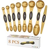Magnetic Measuring Spoons Set, Stainless Steel, Dual Sided, Stackable, Dual Sided for Measuring Dry and Liquid Ingredients, F