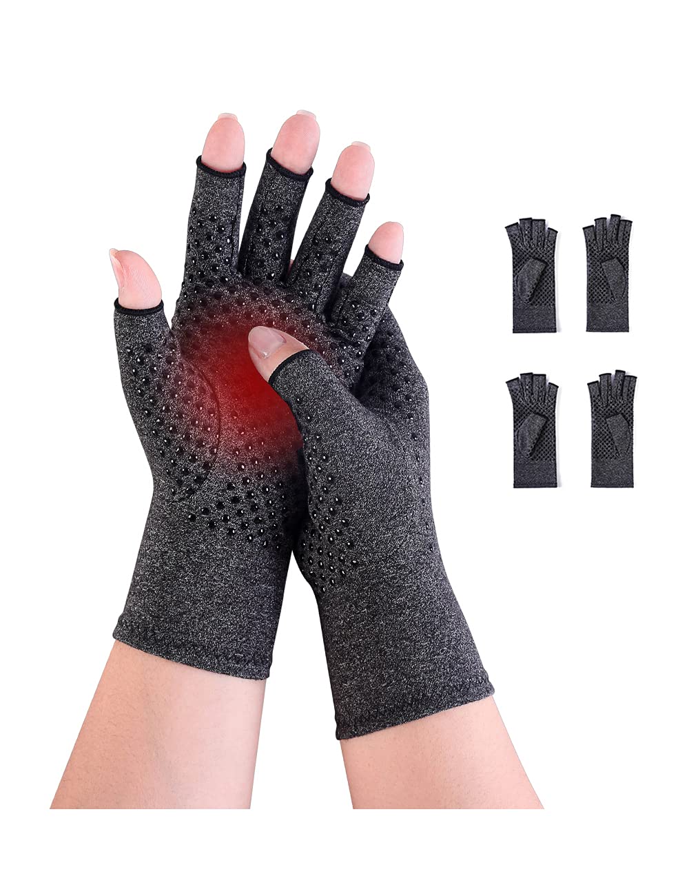 Donfri 2 Pairs Arthritis Compression Gloves Fingerless Gloves for Women Men,Arthritis Pain Relief,Rheumatoid Arthritis,Osteoarthritis, Raynauds, Carpal Tunnel Relief (Anti-Slip, M)