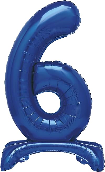 Unique Blue Standing Number 6 Foil Balloon 30" 76 cm Packaged
