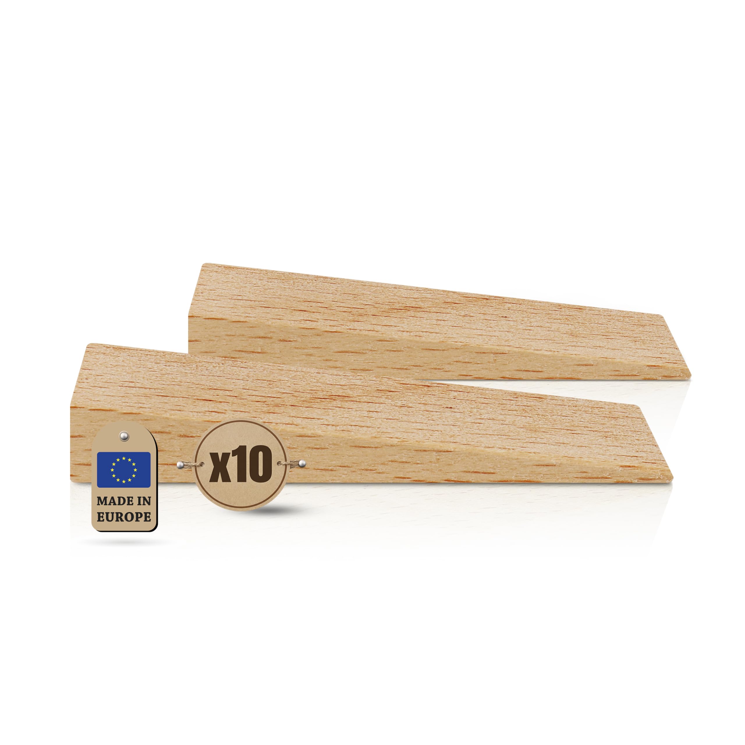 Tolux Wooden Wedges, Hardwood Wedge, Beech Wood Wedge, Wooden Doorstop, Handy Tool in Carpentry, Construction and Various DIY Projects, Size 65x20x12 mm, Pack of 10 pcs