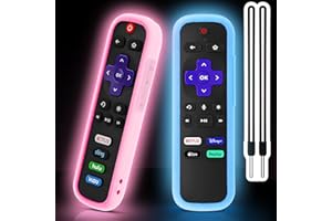 SOTATOO 2 Pack Remote Cover for Roku, Battery Cover for TCL Roku Smart TV Steaming Stick Remote, Silicone Remote Case for Roku Universal Protective Controller Sleeve Skin Glow in The Dark Pink Blue