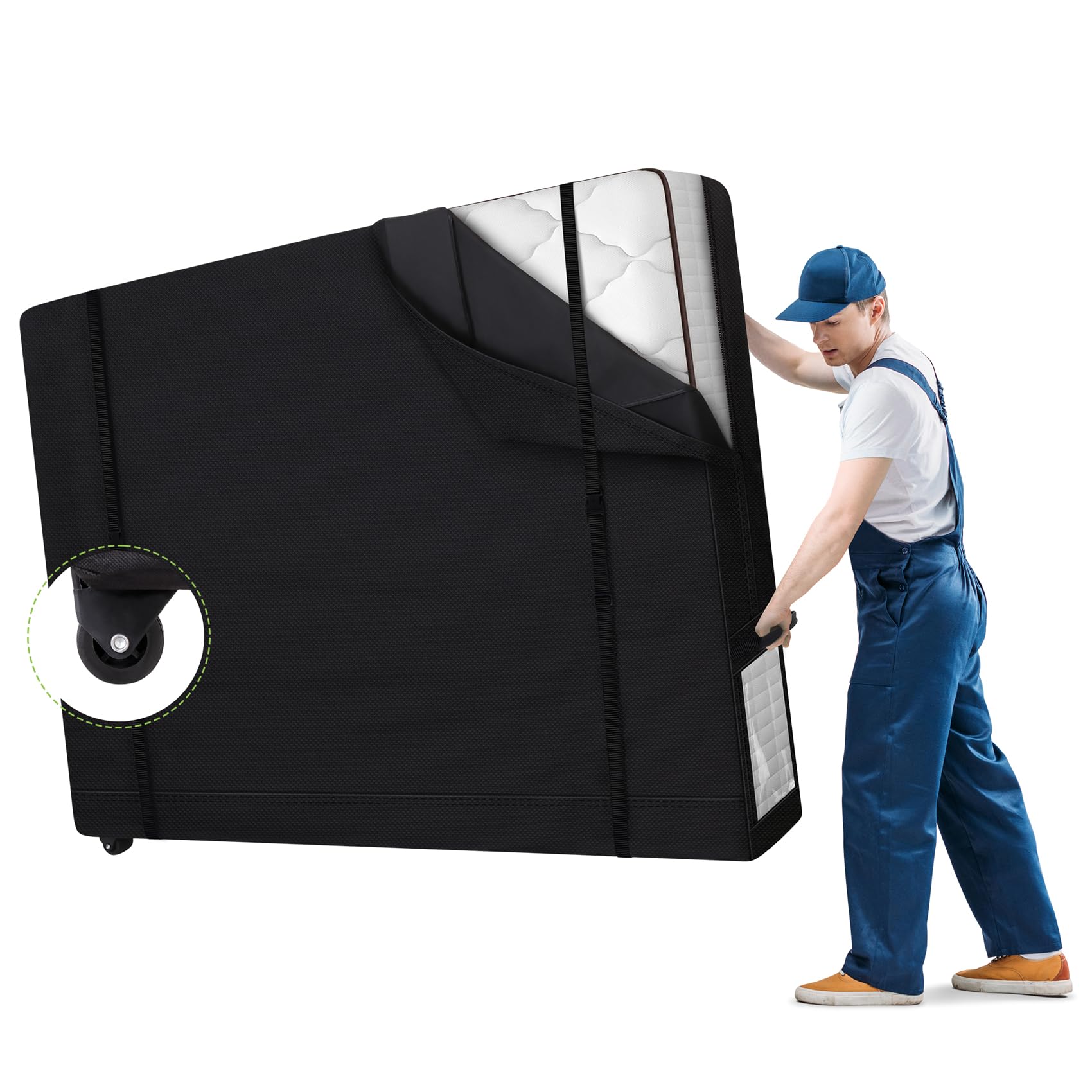 Photo 1 of Cuddly Nest Rolling Mattress Storage Bag with Wheel- Reusable Heavy Duty Mattress Cover for Moving and Storage (Queen&Wheel)