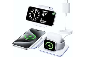 APETIY Charging Station for Apple Multiple Devices, 3 in 1 Magnetic Wireless Charger Dock for iPhone 15/14/13/12/Pro/Plus/Max, Travel Charger for Apple Watch 9/8/Ultra 2/7/6/SE/5/4/3 & AirPods 1/2/3/Pro
