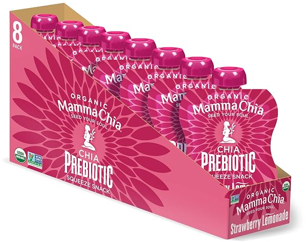 MAMMA CHIA ORGANIC PREBIOTIC SQUEEZE SNACK, STRAWBERRY LEMONADE,...