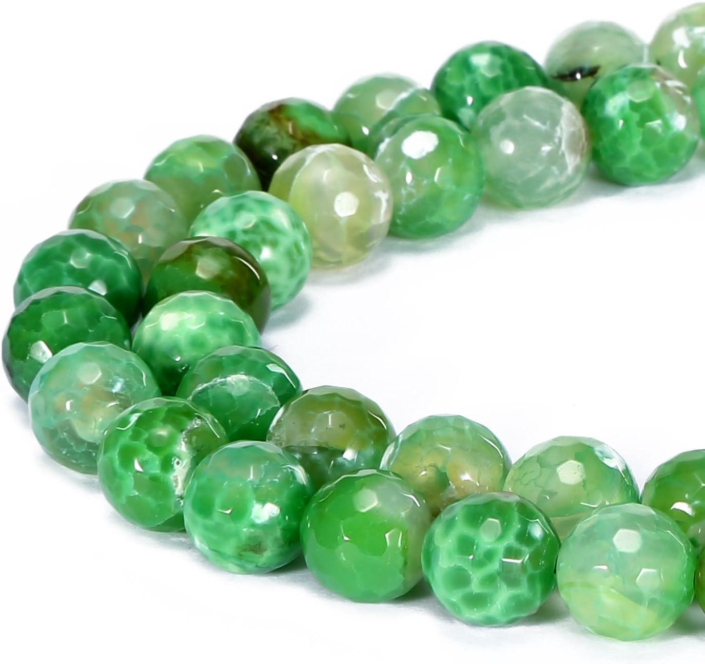 BRCbeads Gorgeous Natural Green Fire Agate Gemstone Faceted Round Loose Beads 6mm Approxi 15.5 inch 58pcs 1 Strand per Bag for Jewelry Making