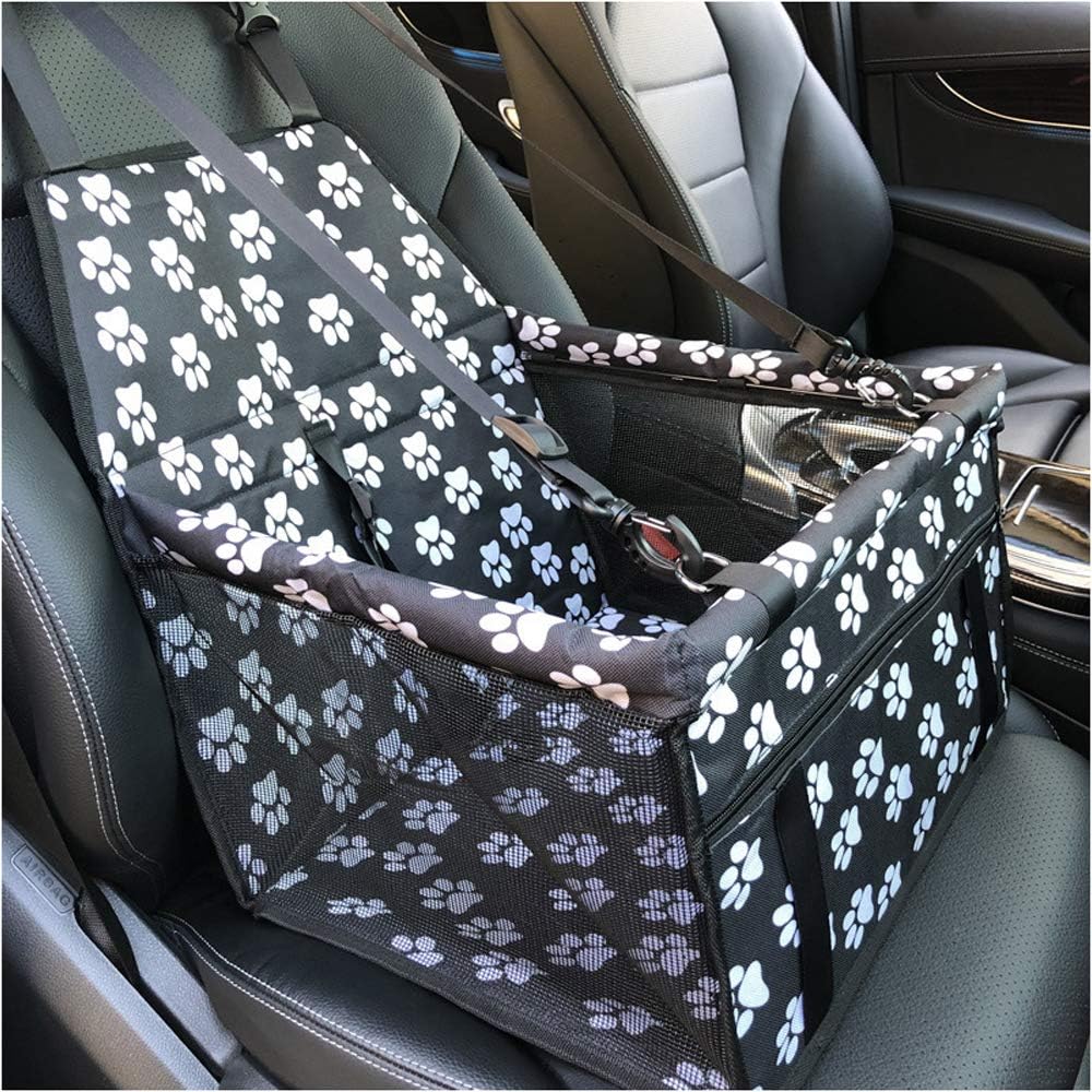 MENGQI Dog Car Seat Upgrade, Dog Booster Car Seat Cover Suitable for Small and Medium-sized Dogs Washable, Foldable and Breathable,With Clip-On Safety Leash and PVC Support Tube and buckle