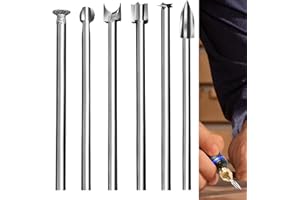 BAIQI Wood Carving Tools Set 6 Different Drill Bits for Rotary Tools DIY Carving Crafts Shape 3mm Shank Diameter Sturdy Steel Culpture Tool Kit (Wood Carving Knife)