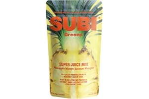 SUBI Greens Superfood Pineapple Mango Vegetable Powder, 20+ pounds of fruits and vegetables go into 1 bag, Made in Canada, Su