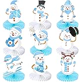 9 PCS Snowman Honeycomb Centerpieces, Winter Wonderland Christmas Snowman Party Decorations Table Centerpieces Decorations for Winter Holiday Christmas Let It Snow Snowflake Party Supplies