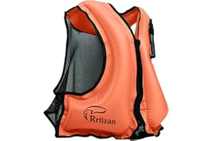 Rrtizan Inflatable Snorkel Vest for Adult, Travel Snorkeling Vest for Swimming, Snorkeling, Paddleboarding, Swim Vest Adult Suitable for 90-220lbs