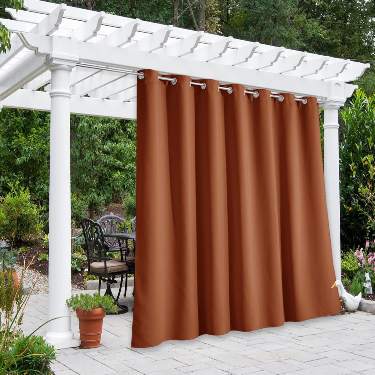 NICETOWN Outdoor Curtain for Patio Waterproof, Rustproof Grommet Thermal Insulated Extra Wide Blackout Privacy Indoor Outdoor Drape for Gazebo/Cabana, Mecca Red, 1 Panel, W100 x L95 Image