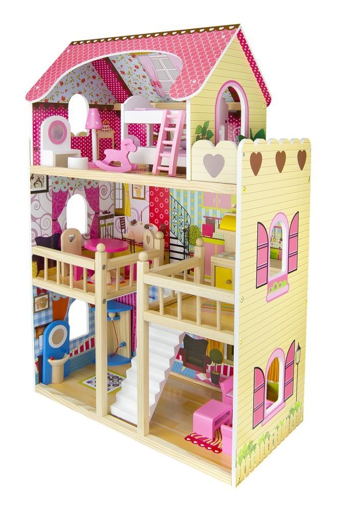 Sueño Mansion Casa de muñecas de madera con muebles
