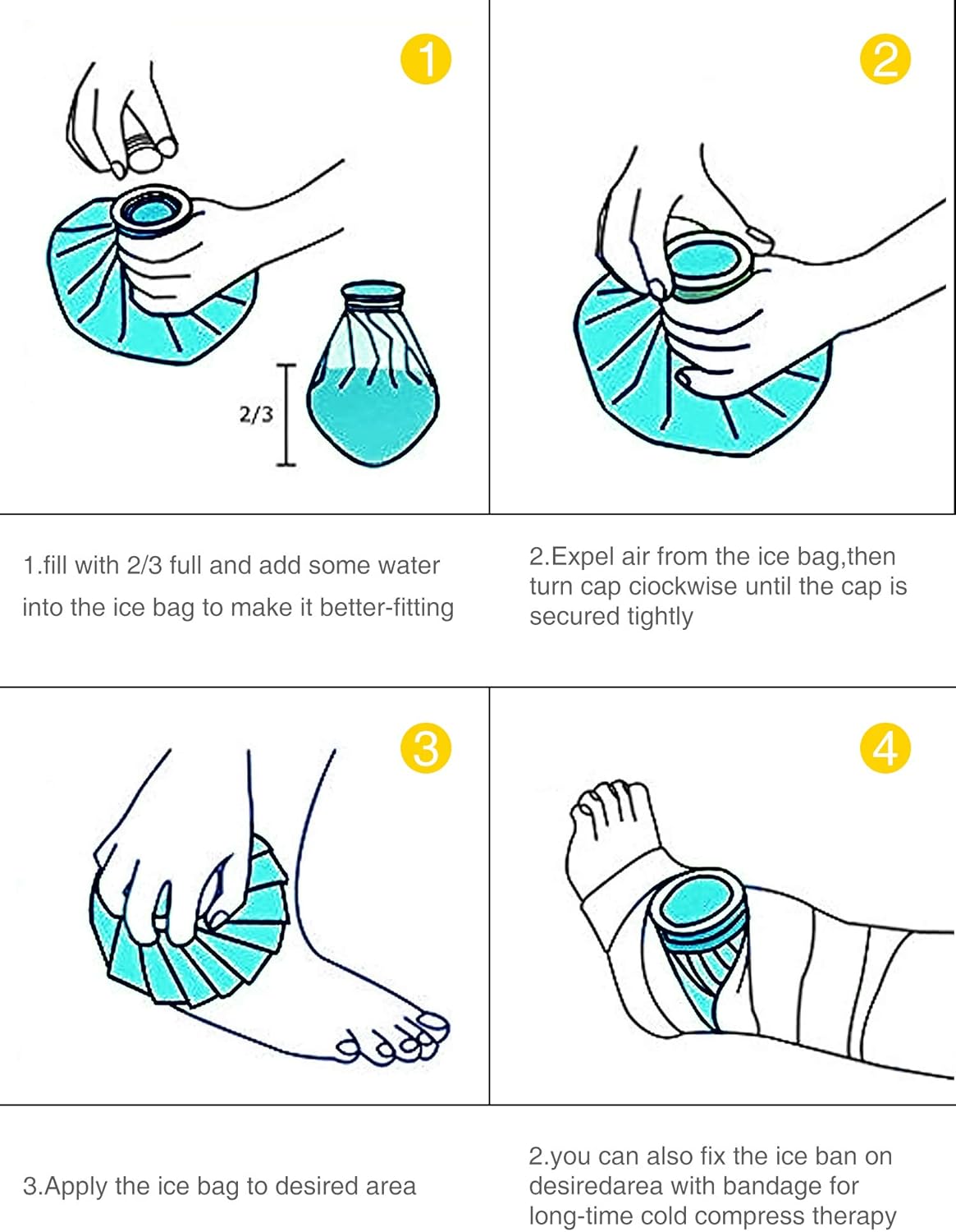 Elitehood Ice Bag Ice Pack, 9’’ Reusable Ice Bag & Refillable Ice Pack Bag, Cold & Hot Therapy Ice Bag for Injuries Reusable Soft Blue Icepack for Pain Relief Headaches-Hot Therapy is 50-60℃/122-140℉: Health & Personal Care