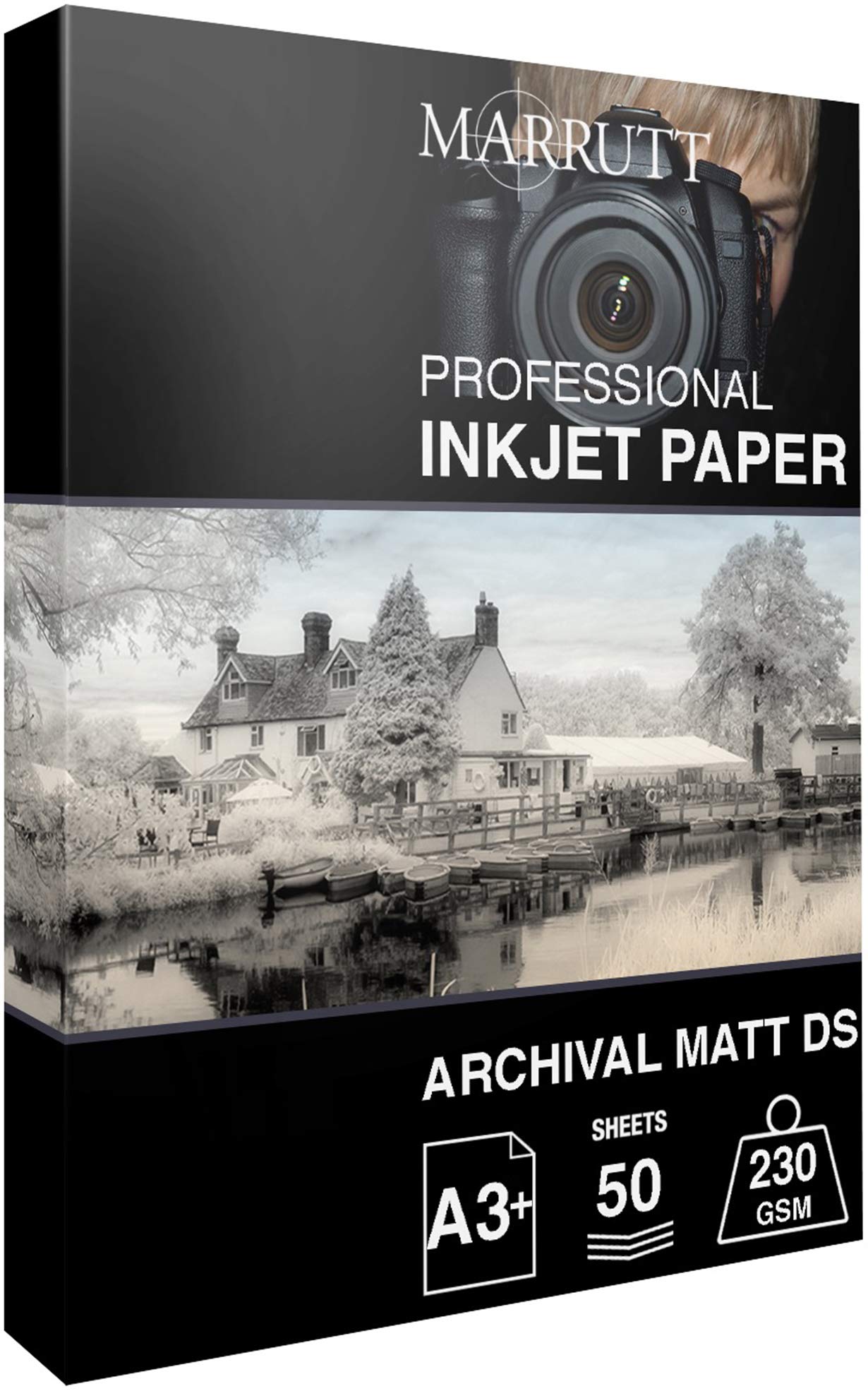 Marrutt 230gsm Archival Matt Double Sided Inkjet Photo Paper: A3+ - 50 Sheets