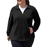 COOTRY Plus Size Fleece Jacket Women Lightweight Zip Up Jackets Soft Warm Long Sleeve Polar Coat with Pockets for Winter