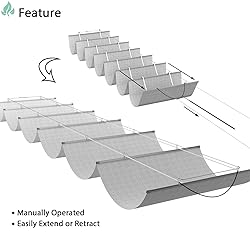 SunnyRoyal Light Grey 4'x36' Retractable Pergola