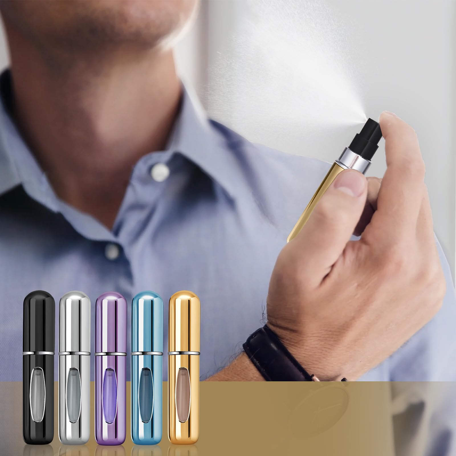 Portable Mini Refillable Perfume Atomizer Bottle Refillable Perfume,Travel Size, Spray Scent Pump Case(5ml,5 Pack)