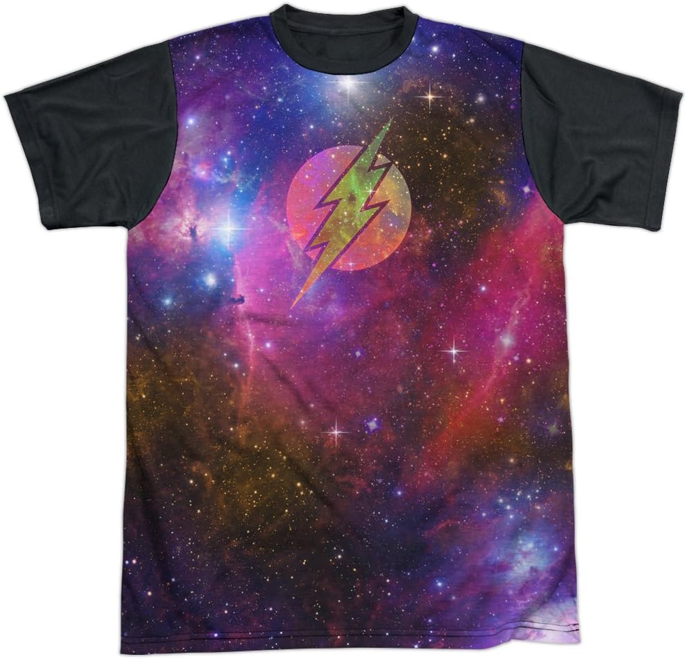 The Flash DC Comics Superhero Galaxy Pattern Logo Adult Black Back T-Shirt Tee