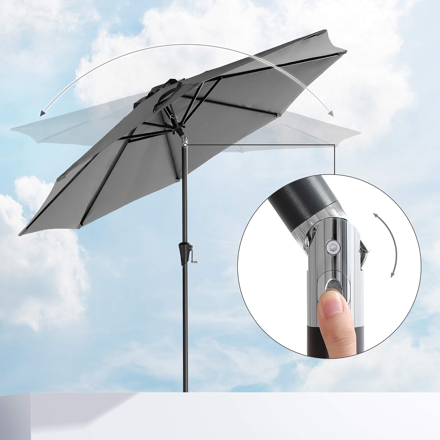 SONGMICS 2.7 m Garden Parasol Umbrella, UPF 50+, Sun Shade, 30° Tilt in 2 Directions - Image 5