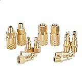 Amazon Basics Quick Connect Brass Air Coupler and Plug Kit - 1/4-Inch NPT Fittings - 14-Piece