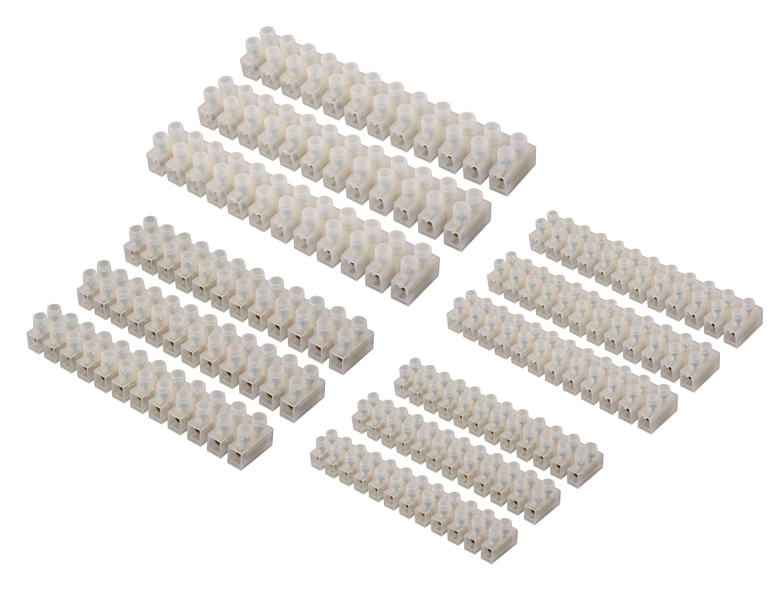 GTSE 12 Pack of Electrical Connector Blocks, 5A, 10A, 15A, 30A, 12 Way White Terminal Block Electrical Connector Strips