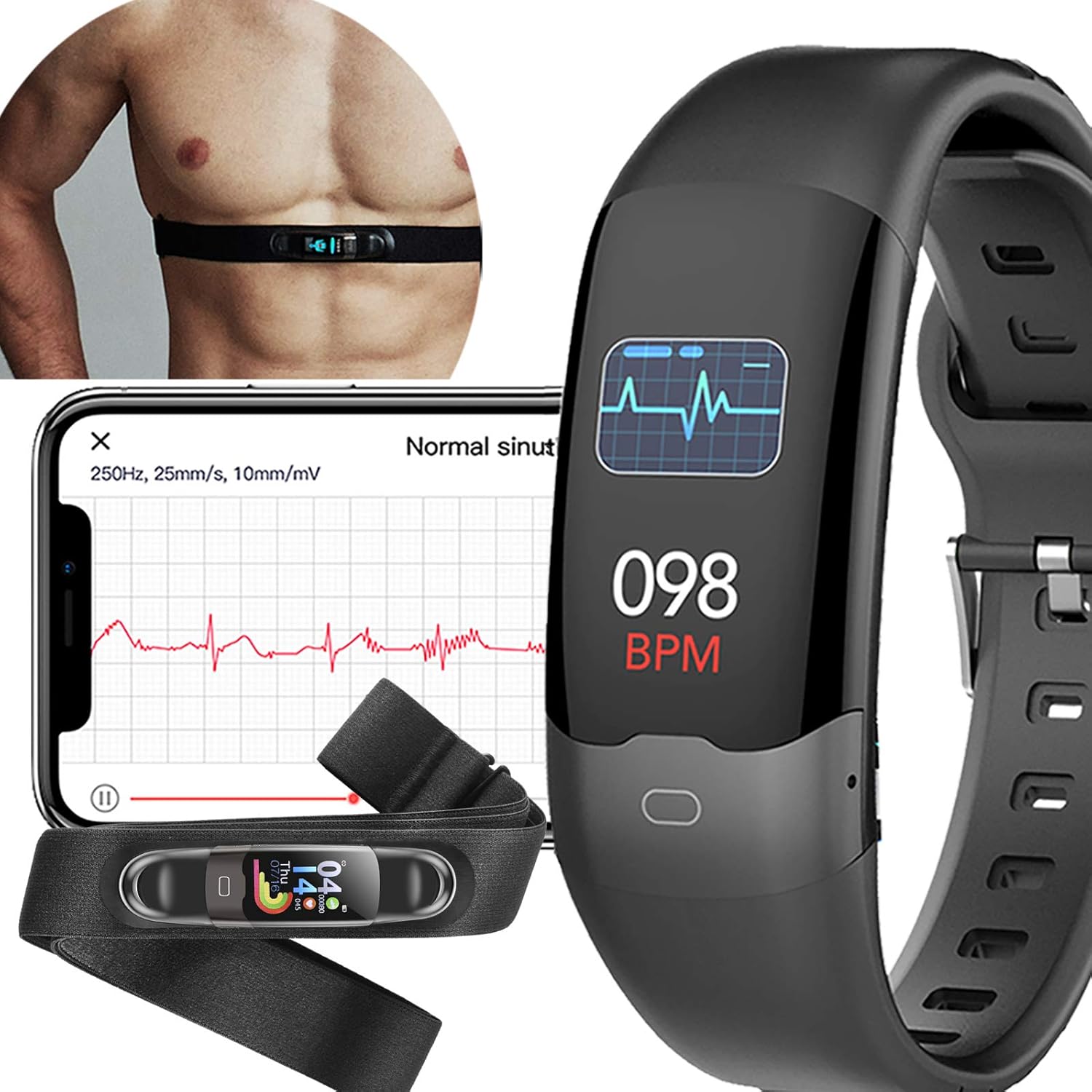 AUPALLA Activity Tracker With ECG Monitor Measure Blood Oxygen Monitor