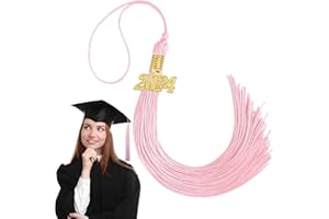 QIYEYEYE 2024 Graduation Tassels,9" Long Pink Charms For Grad Caps Decorations Class Of 2024 Tassel Ceremonies Accessories For Preschool Kindergarten High School College Bachelor Gown Master Doctoral Graduates