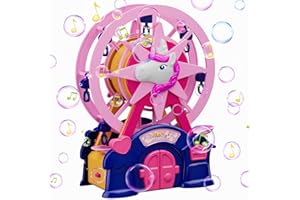 COLOFOCUS Bubble Machine Bubble Maker, Kids Ferris Wheel Bubble Maker Toys for with 3000+ Bubbles/min Toys for Boys Girls Age 3+ Outdoor Indoor Party Pink