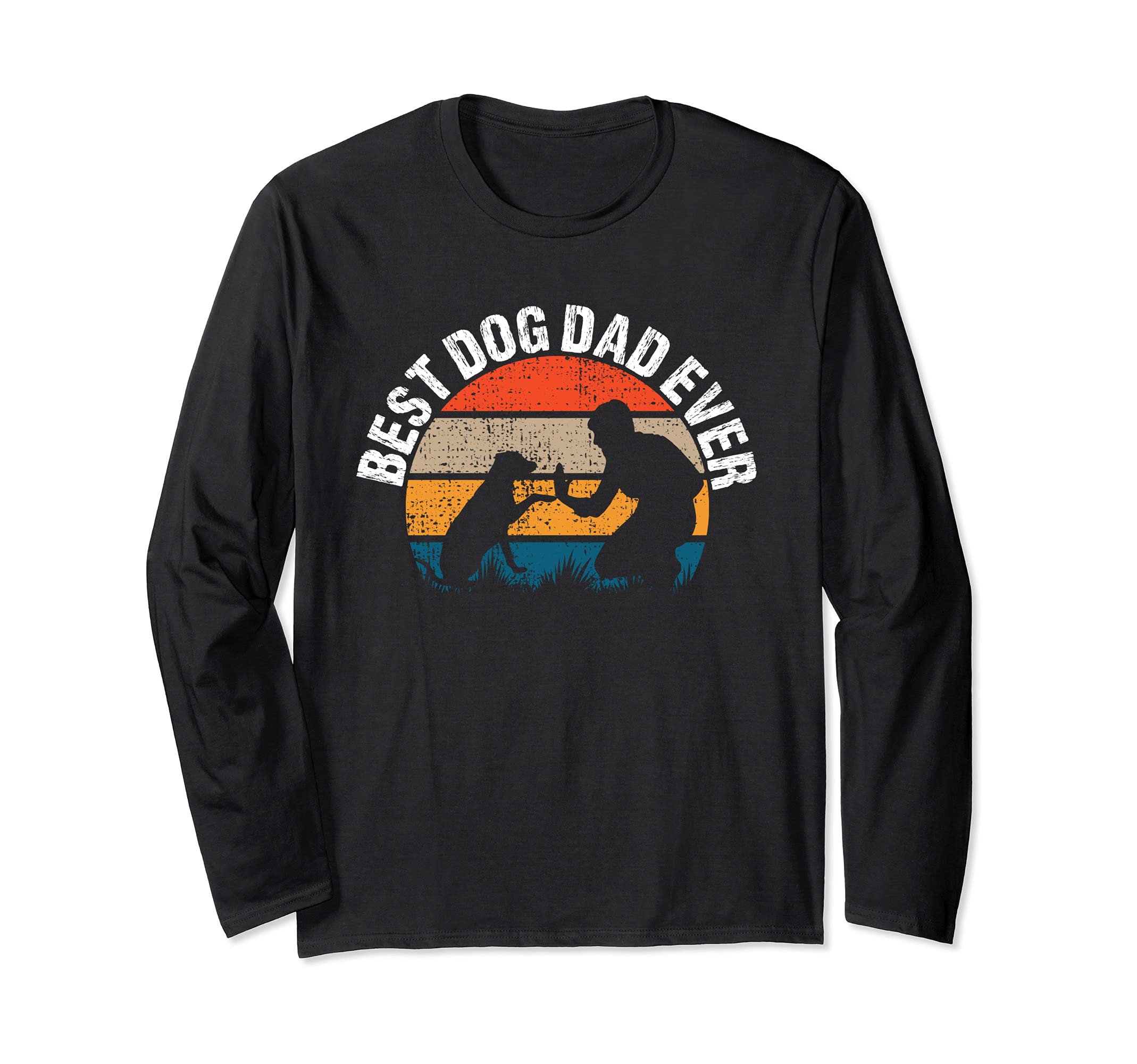 Vintage Best Dog Dad Ever Retro Fist Pump Puppy Doggy Long Sleeve T-Shirt