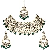 I Jewels Gold Plated Indian Wedding Bollywood Foral Choker Necklace Jewellery Earrings Set For Women (K7272)
