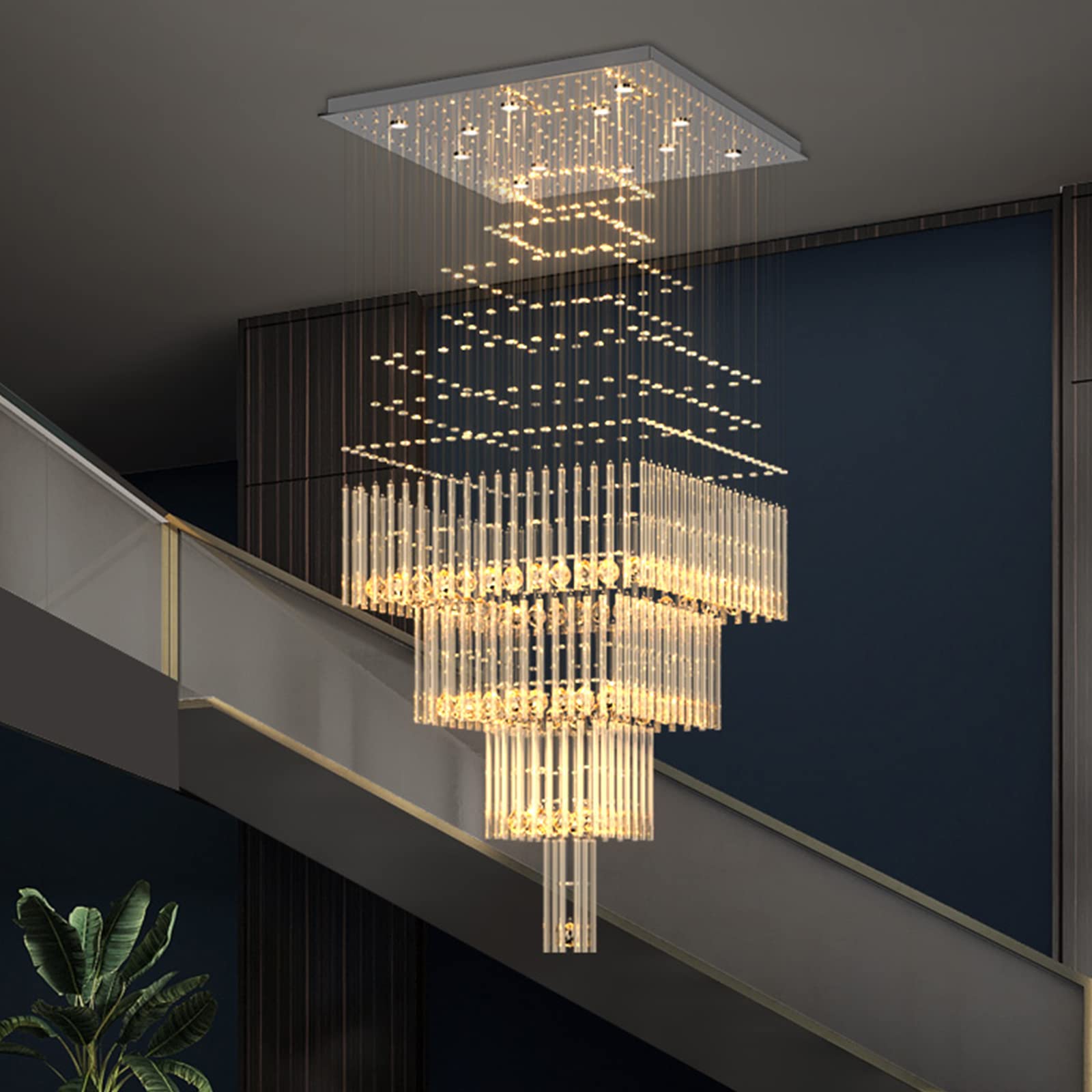 Siljoy Modern Square Raindrop Crystal Chandelier