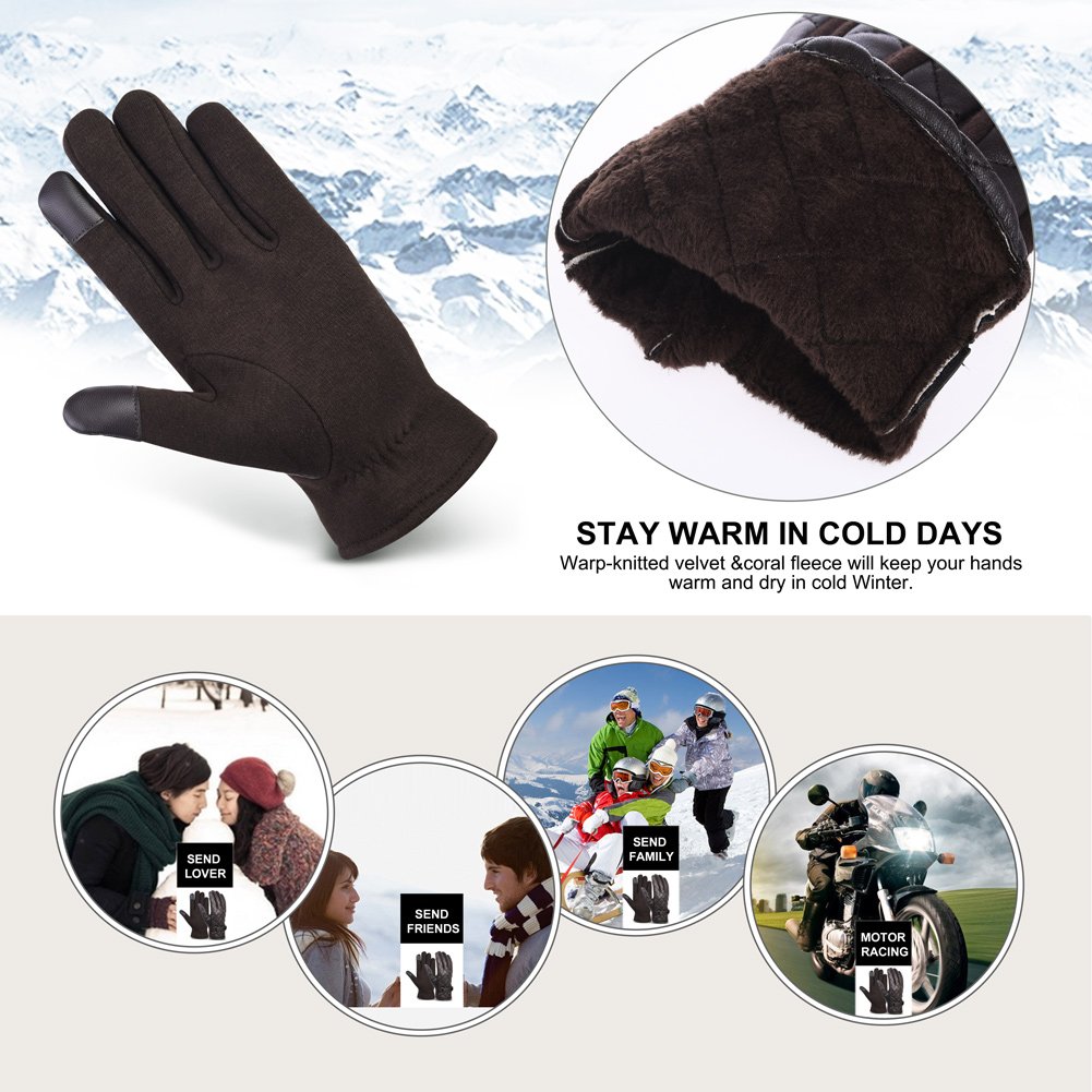 Vbiger Handy handschuhe Smartphone Touch Handschuhe für Herren, - Brun 1, Einheitsgröße