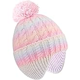 GSFY Girls Boys Knit Winter Beanie Hat with Earflaps - Colorful Warm Fleece Lined Hat for Kids Ages 3-12