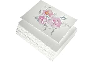 50 Sheet Watercolour Paper, 300 GSM Handmade 4 x 6 inch Deckled Edge White Textured Paper for Watercolors, Wedding Invitation