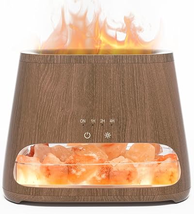 SALKING 2-in-1 Himalayan Salt Lamp Diffuser 150ml Auto Off Flame