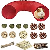 Hamster Fun Tunnel Guinea Pigs Tube 3 Pack Grass Balls with Apple Sticks Toys Hiding Training Exercising for Chinchillas Ferr