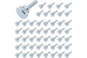 ASAMUYU 50 Pieces Flat Knurled Head Fully Threaded Thumb Screws Bolts Fastener, Thumbscrew Threaded Knurled Grip Knobs Thumb Screw (M4x14)