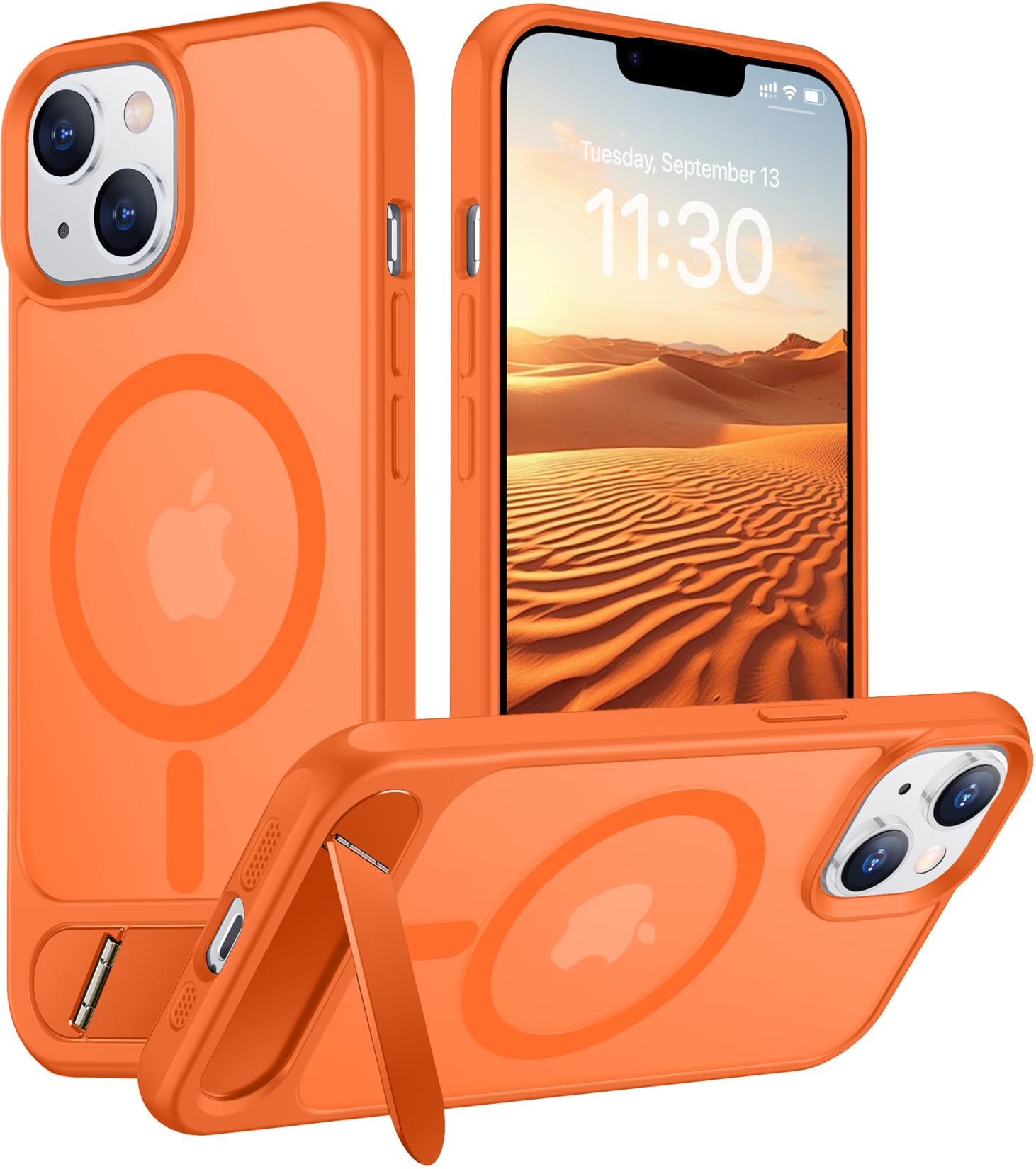 Photo 1 of Temdan Magnetic Compatible with iPhone 14 Case/iPhone 13 Case,[Built-in Invisible Kickstand][Compatible with MagSafe][Military Grade Shockproof] Slim Translucent Matte Phone Case for iPhone 14/13 6.1"