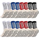 Ukontagood 8 Pack Men's Soccer Socks Anti Slip Non-Slip Grip Pads for Football Basketball Sports Grip Soccer Socks