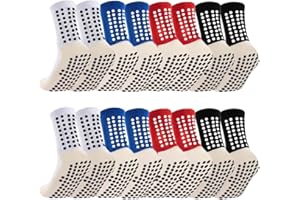 Ukontagood 8 Pack Men's Soccer Socks Anti Slip Non-Slip Grip Pads for Football Basketball Sports Grip Soccer Socks