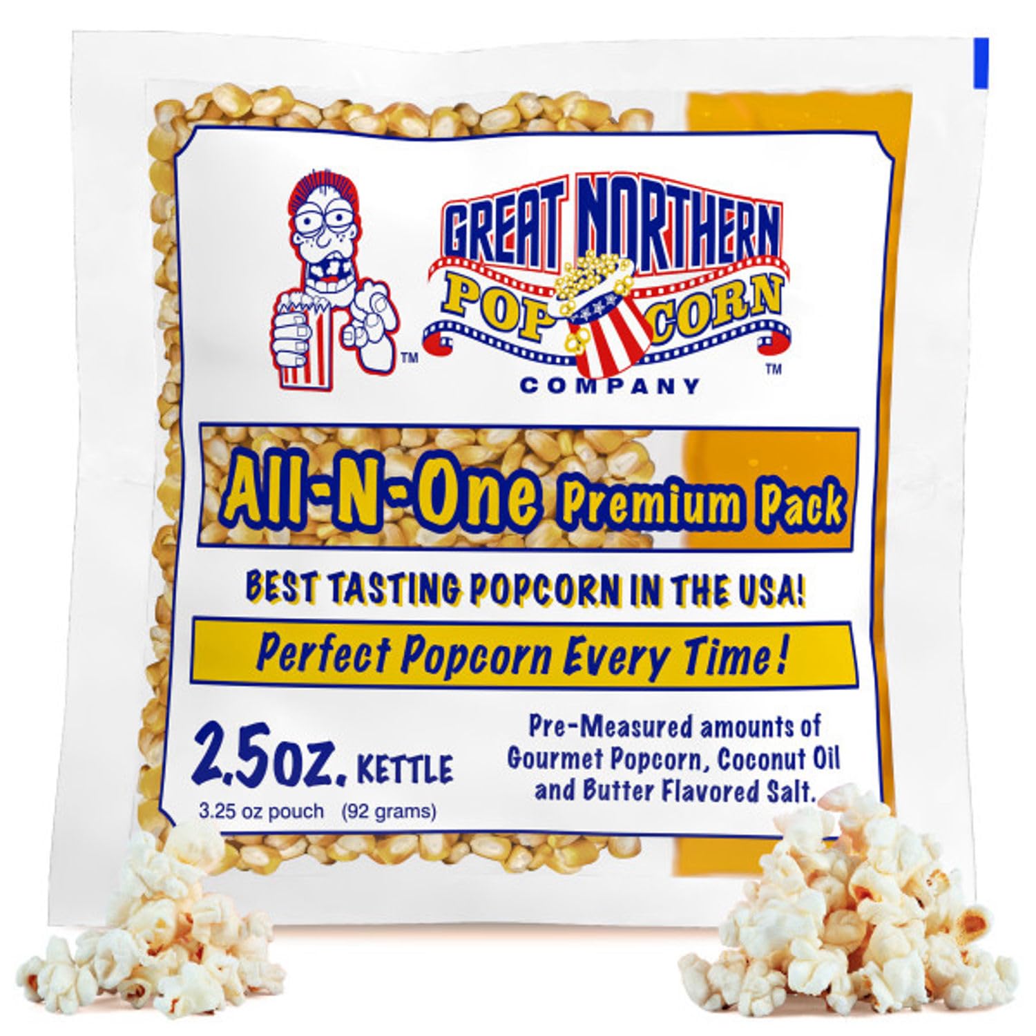 Photo 1 of ****Best by 05/12/2027***
Movie Theater Style Popcorn Packs-Pre-Measured 2.5 Ounce All-in-One Kernel, Salt, Oil Packets for Popping Machines by Great Northern Popcorn
